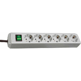 Base de tomas múltiples Eco-Line gris claro con interruptor 6 tomas y 1.5 m de cable-Leer más