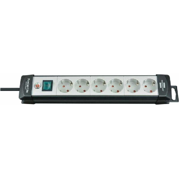 Base de tomas múltiples Premium-Line gris claro/ negra 6 tomas y 3 m de cable-Leer más