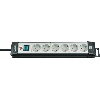 Base de tomas múltiples Premium-Line gris claro/ negra 6 tomas y 3 m de cable