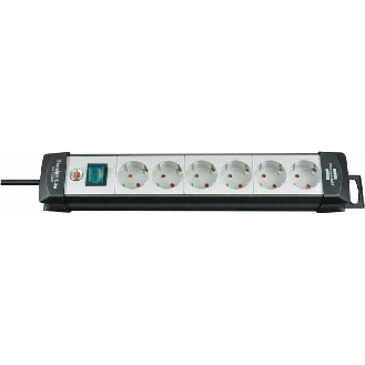 Base de tomas múltiples Premium-Line gris claro/ negra 6 tomas y 3 m de cable-Leer más