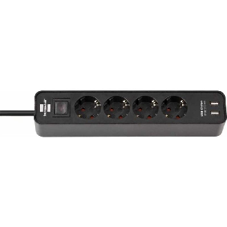 Base de tomas múltiples Ecolor con diseño compacto 4 tomas + 2 USB y color negro-Leer más