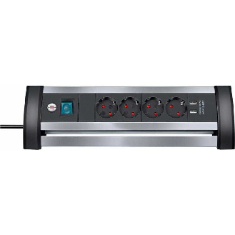 Base de tomas múltiples Alu-Office-Line para sobremesa con puertos USB 4 + 2 USB-Leer más