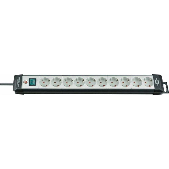 Base de tomas múltiples Premium-Line gris claro/ negra 10 tomas y 3 m de cable-Leer más
