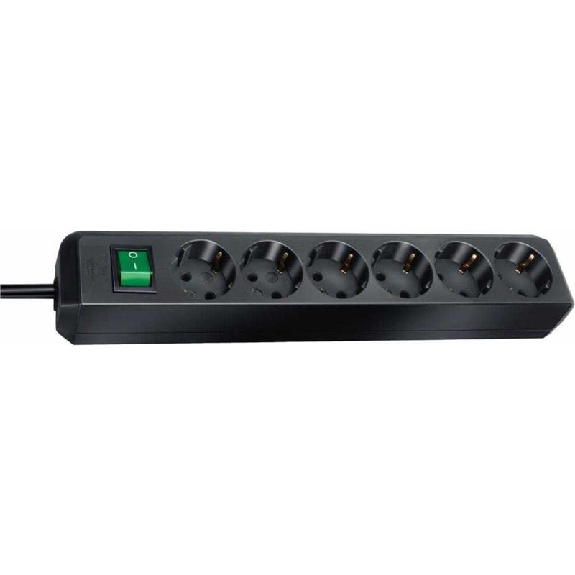 Base de tomas múltiples Eco-Line negra con interruptor 6 tomas y 3 m de cable-Leer más