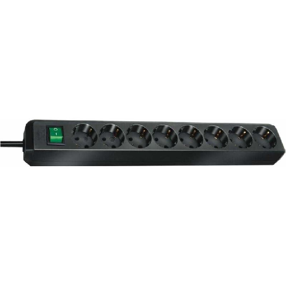 Base de tomas múltiples Eco-Line negra con interruptor 8 tomas y 3 m de cable-Leer más