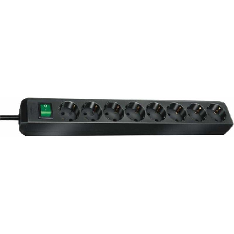 Base de tomas múltiples Eco-Line negra con interruptor 8 tomas y 3 m de cable-Leer más