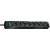 Base de tomas múltiples Eco-Line negra con interruptor 8 tomas y 3 m de cable