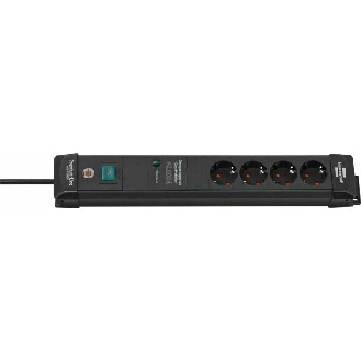 Base de tomas múltiples negro con protección Premium-Line 4 tomas + cable de 18m-Leer más
