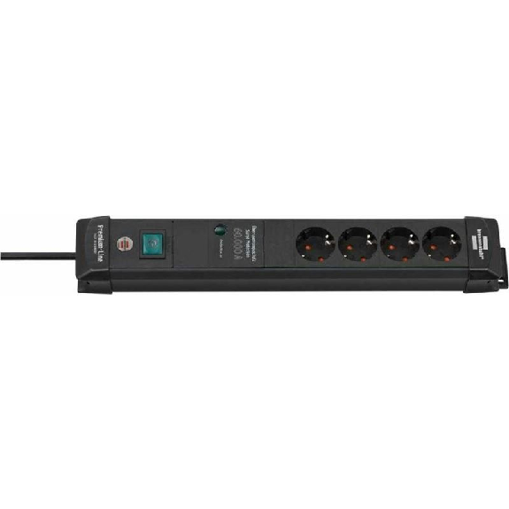 Base de tomas múltiples negro con protección Premium-Line 4 tomas + cable de 18m-Leer más