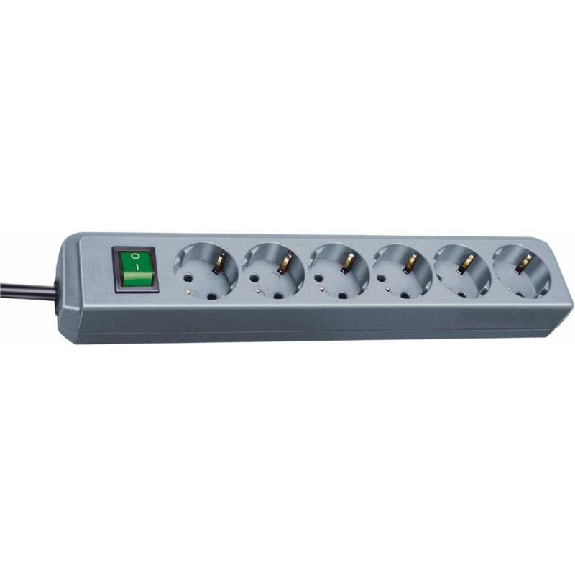 Base de tomas múltiples Eco-Line gris plata con interruptor 6 tomas y 1.5 m de cable-Leer más