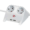 Base de tomas múltiples de sobremesa con 2 tomas y 2 puertos USB y color blanco