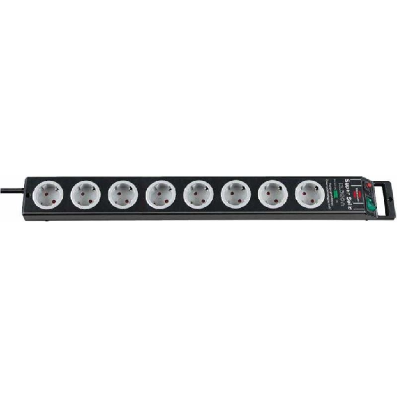 Base de tomas múltiples Super-Solid negra con salida de cable opuesto y protección 8-Leer más