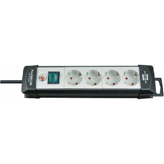 Base de tomas múltiples Premium-Line gris claro/ negra 4 tomas y 1.8 m de cable-Leer más