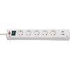 Base de tomas múltiples Bremounta con puertos USB 5 tomas + 2 USB y color blanco
