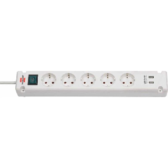 Base de tomas múltiples Bremounta con puertos USB 5 tomas + 2 USB y color blanco-Leer más
