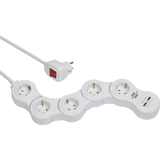 Base de tomas múltiples maniobrable Vario Power con puertos USB 5 + 2 USB-Leer más