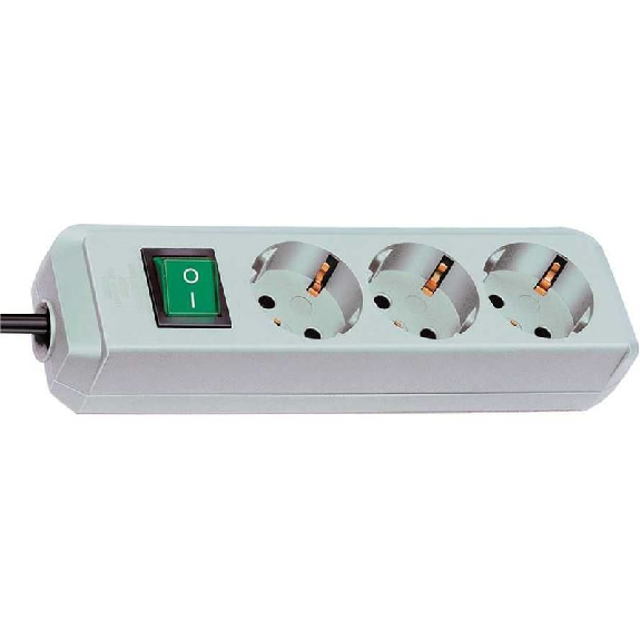 Base de tomas múltiples Eco-Line gris claro con interruptor 3 tomas y 1.5 m de cable-Leer más
