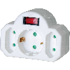 Enchufe adaptador con interruptor de encendido y 2 + 1 tomas de corriente