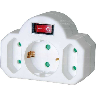 Enchufe adaptador con interruptor de encendido y 2 + 1 tomas de corriente-Leer más