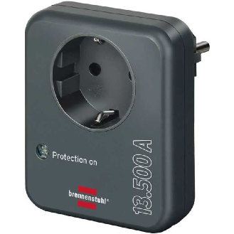 Enchufe adaptador protegido contra subidas de tensión 13.500A antracita-Lire la description