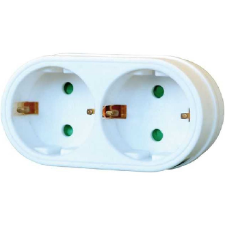 Enchufe adaptador de 2 tomas con conector de tierra-Leer más