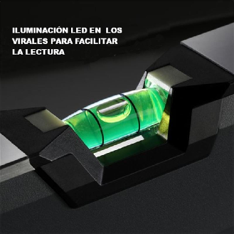 Nivel magnético tubular Burbuja iluminada de 120cm-Leer más
