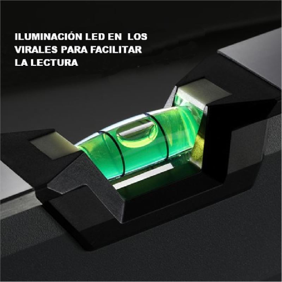 Nivel magnético tubular Burbuja iluminada de 120cm-Leer más