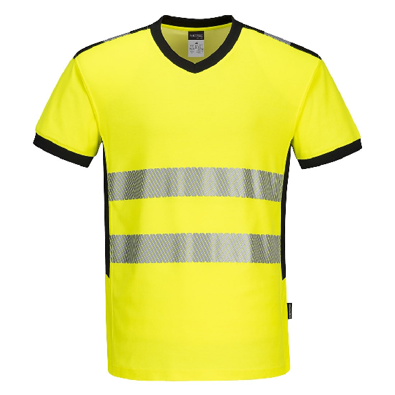 Portwest - Tee-shirt manches courtes avec col en V haute visibilité PW3-Lire la description