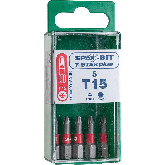 Boite de 5 embouts de vissage T-STAR PLUS  - Taille: T15-Lire la description