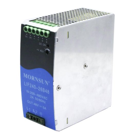 Convertitore AC/DC Mornsun DIN LIF240-26B24 da 240W per controllo industriale e ricarica EV-Leggi tutto