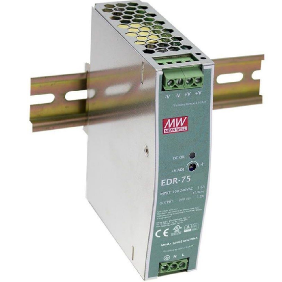 Fuente de alimentación industrial Mean Well EDR-75-12 de 75 W para la fabricación de semiconductores y la automatización de fábricas-Leer más