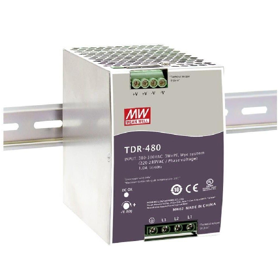 Mean Well DIN TDR-480-24 480W Guía DIN Trifásica Alimentación con Certificación CE-Leer más