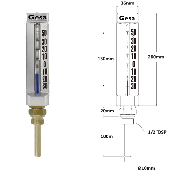 C0101 THERMOMÈTRE DE HOTTE EN ALUMINIUM 200MM SELON DIN 16189/90-Leggi tutto