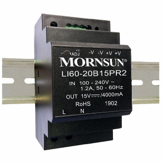 Alimentatore industriale Mornsun DIN LI60-20B24PRO2 da 60W con alta efficienza e ampio range di tensione di ingresso-Leggi tutto