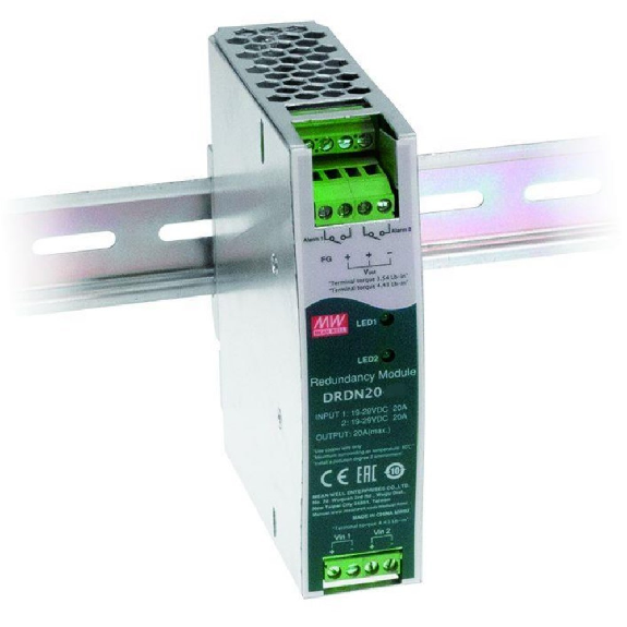 Modulo di ridondanza Mean Well DRDN20-48W per automazione industriale-Leggi tutto