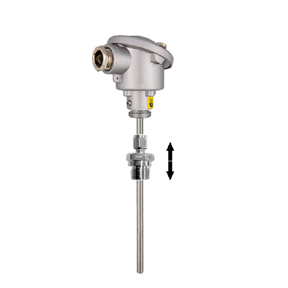 TÊTE DE SONDE DE TEMPÉRATURE (RTD) PT100 AVEC CONNEXION ÉLECTRIQUE SIMPLE ET CONNEXION COULISSANTE-Beschreibung lesen
