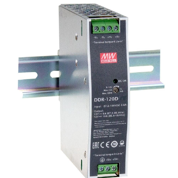 Convertitore DC-DC Mean Well DDR-120D-12 da 120W con ampio range di tensione di ingresso e funzioni di protezione complete-Leggi tutto