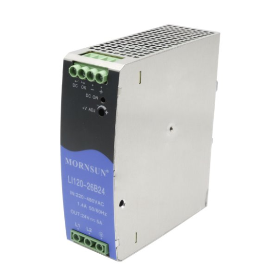 Serie Mornsun LI120-26Bxx Fuente de alimentación de guía DIN de 120W con alta eficiencia y protección industrial-Leer más