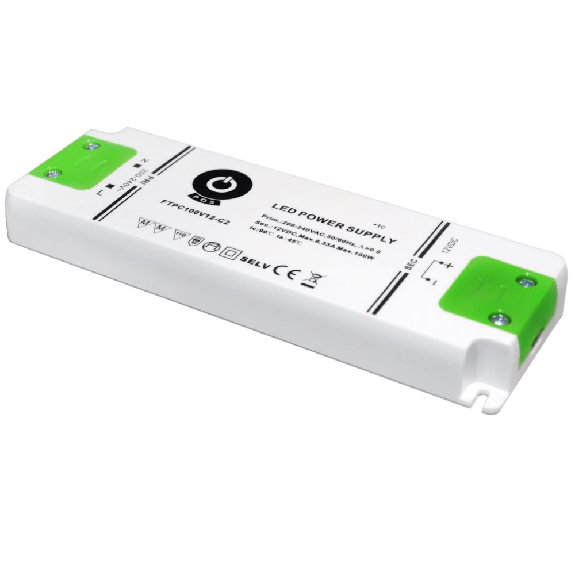 Fuente de alimentación LED POS Power FTPC100V-C2 100W - Salida de voltaje constante, amplio rango de voltaje de entrada, diseño de perfil bajo-Leer más