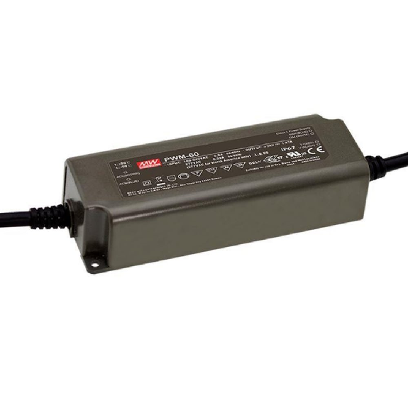 Alimentatore LED Mean Well PWM-60-48 da 60W con garanzia quinquennale e funzione di regolazione a 3-in-1-Leggi tutto
