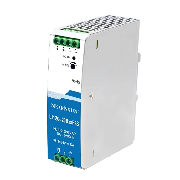 Alimentatore industriale a ingresso universale Mornsun DIN LI120-20BxxR2S da 120W-Leggi tutto