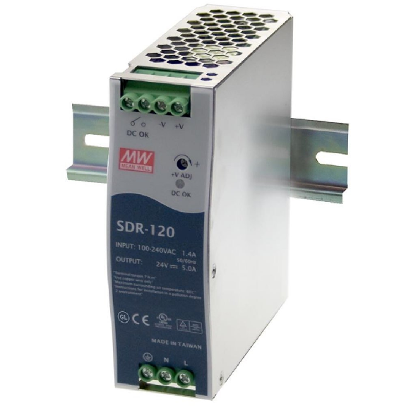 Alimentatore industriale ad alta efficienza Mean Well DIN SDR-120 da 120 W-Leggi tutto
