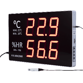 Termómetro-higrómetro digital de gran formato para pared con sensor externo-Leer más