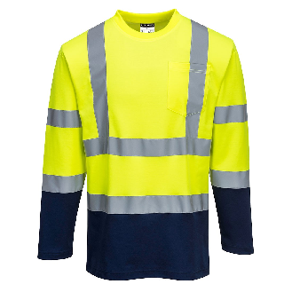 Portwest - T-Shirt Coton Comfort bicolore manches longues HV - S280-Lire la description