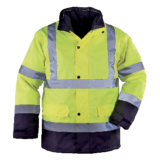 Coverguard - Parka thermique 4 en 1 HV jaune bleu marine ROADWAY classe 3-Lire la description