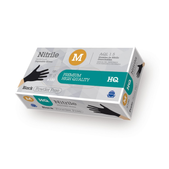 [100u] Guantes desechables 7.0g de nitrilo en color negro-Leer más