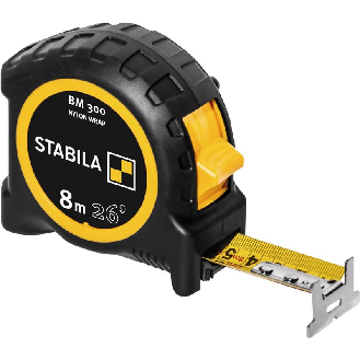Stabila Taschenbandma BM 300, 8 m (26'), doppelseitige cm/inch-Skala-Beschreibung lesen
