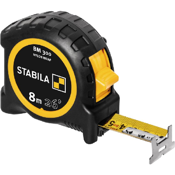 Stabila Taschenbandma BM 300, 8 m (26'), doppelseitige cm/inch-Skala-Beschreibung lesen