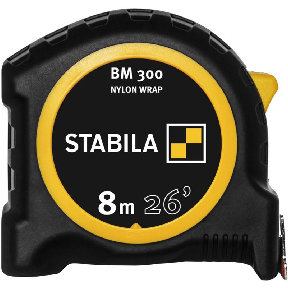 Stabila Taschenbandma BM 300, 8 m (26'), doppelseitige cm/inch-Skala-Beschreibung lesen