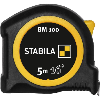 Stabila Taschenbandma BM 100, 5 m (16'), cm/inch-Skala-Beschreibung lesen
